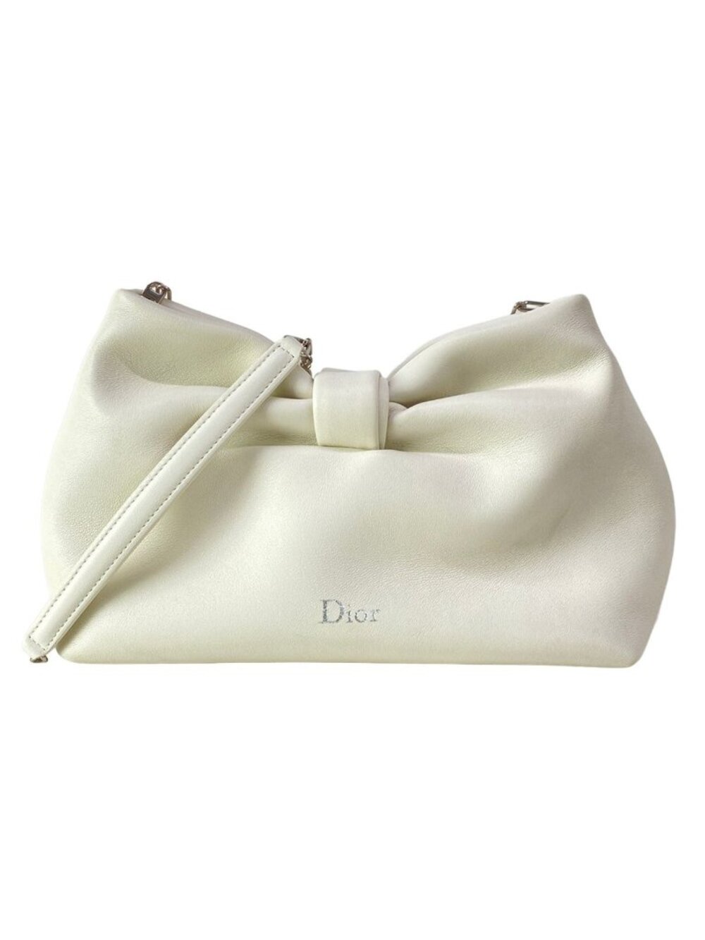 Dior Shoulder Bag Bow Small Ivory Chain Lambskin